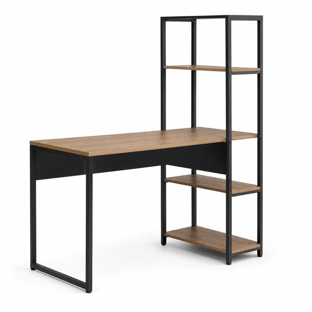 Mesa com estante industrial