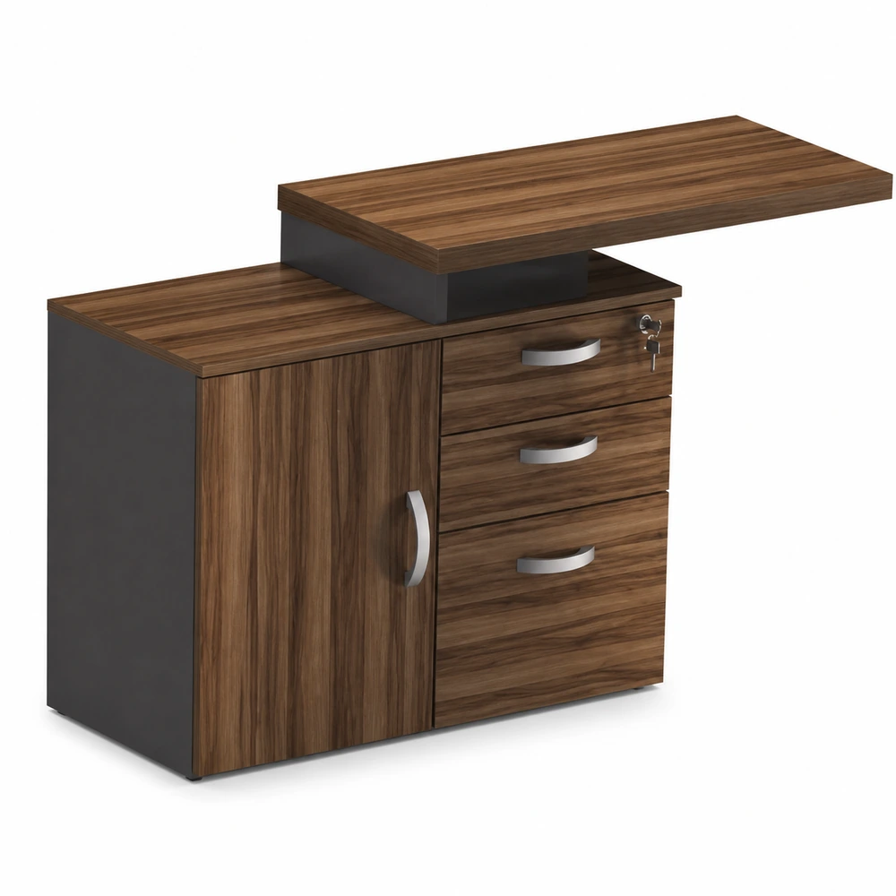 Mesa auxiliar pedestal 1 porta + 3 gavetas