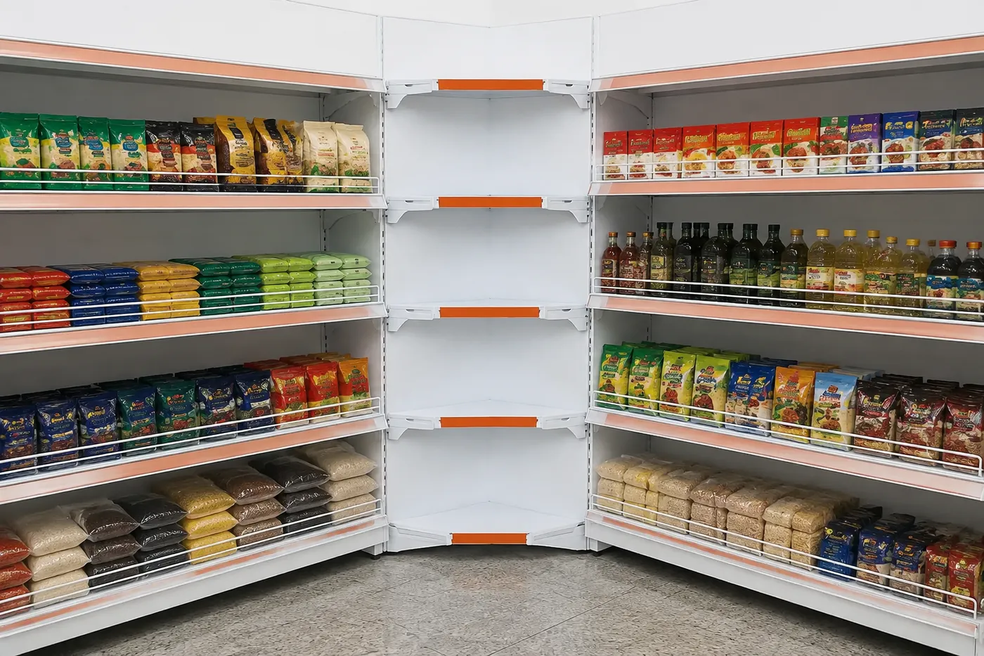 Gôndola de canto FIT 40 branca — aplicação em ambiente